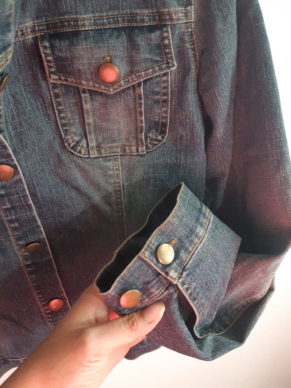 DCS Collection Blue Jean Denim Jacket Medium Coat Fashion Women Vintage Y2K - Picture 5 of 10